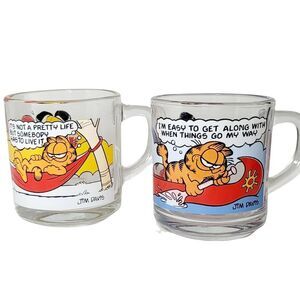 2 Vintage 1978 McDonalds Garfield/Otis Glass Coffee 10 oz Mug-Jim Davis